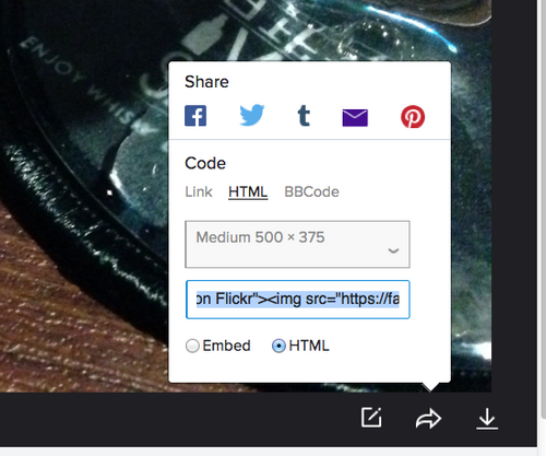 Flickrでimgタグの生成してシェア